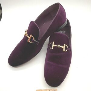 Royal Shoes‎ Mens 11 Rich Purple Velvet Loafers Gold Accent Slip On Dress Shoes
